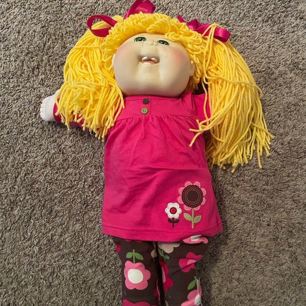 Cabbage Patch Pink and Yellow Doll with Floral Outfit